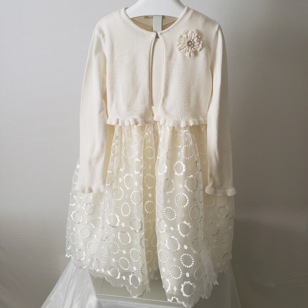 Embroidered
Dress with Cardigan